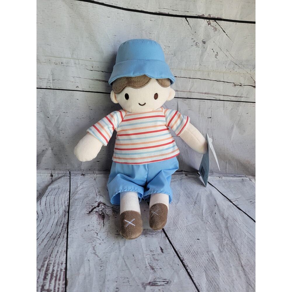 Dreamgro Dream Gro Finn Lovey Soft Boy Doll Plush 14in Blue Hat Stripe Shirt New